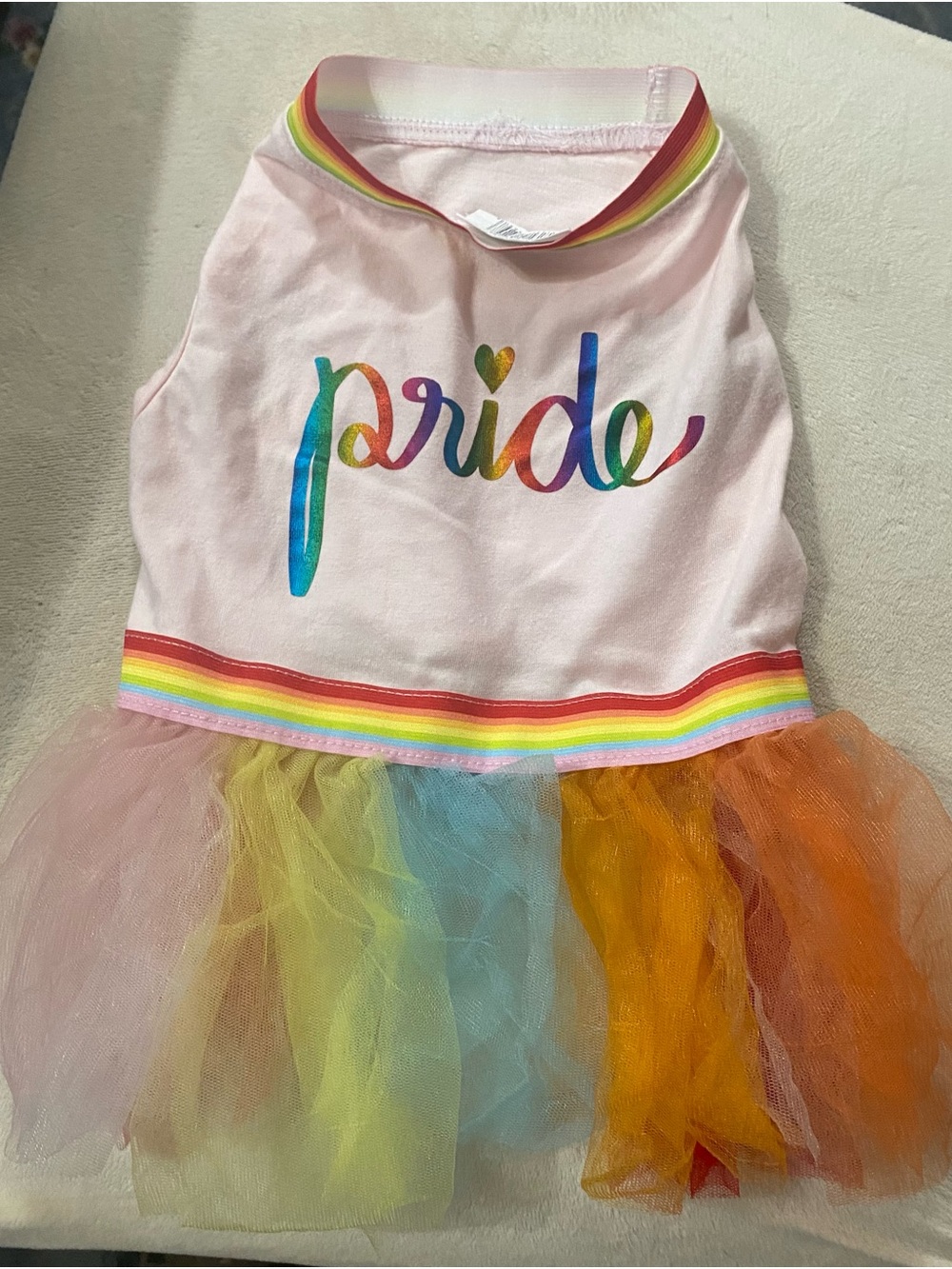 Pink 'Pride' Rainbow Tulle Dog Dress